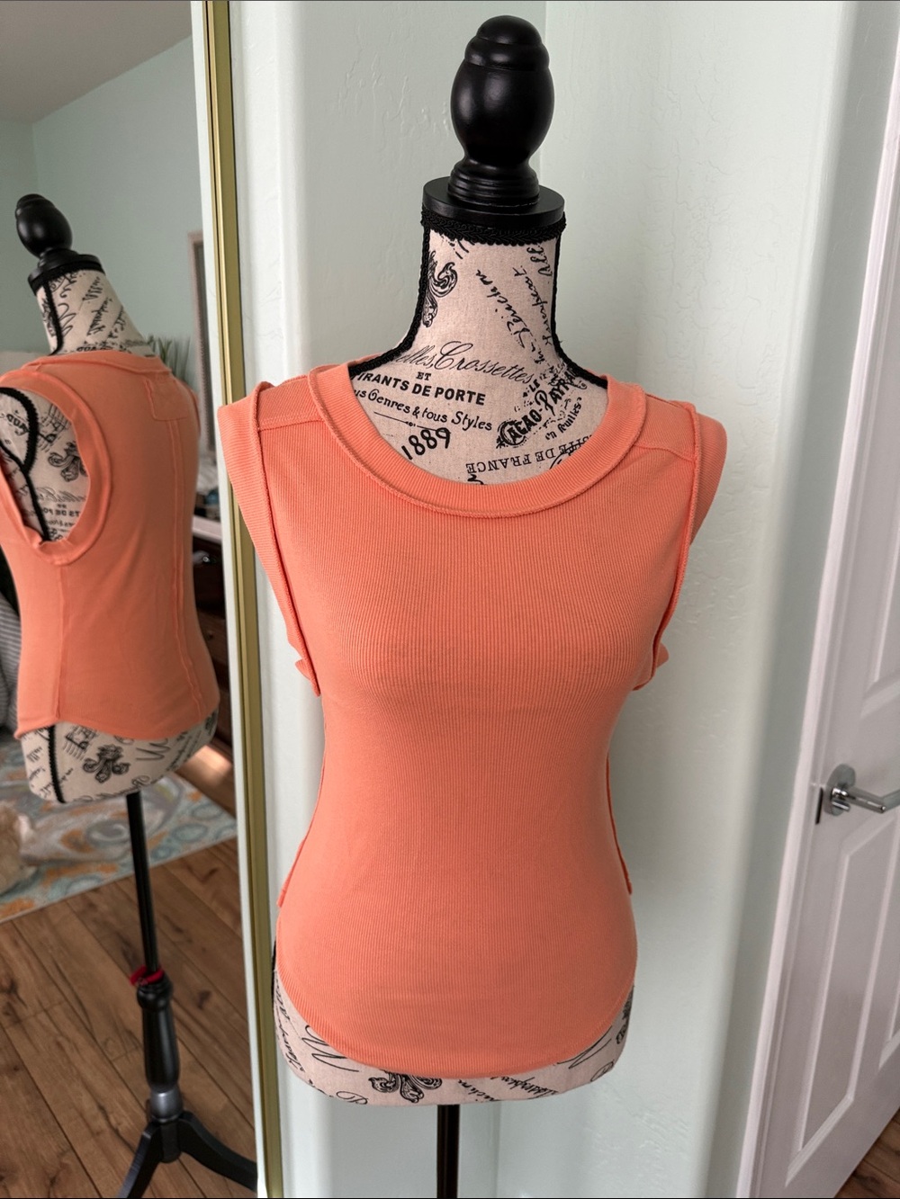 We The Free Ribbed Tank Top in Coral